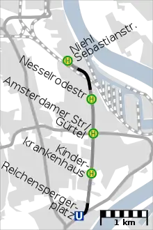 Map of the Amsterdamer Straße line