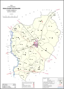 Map showing Gaju (#864) in Kachhauna CD block