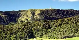 Kaimai Range with communications towers