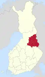 Kainuu on a map of Finland