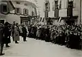 Emperor Charles I visiting Pergine (two- and three-color flags), 1917