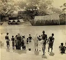 The temple's bathing ghat, 1947.