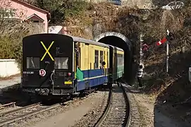 Train entering a tunnel