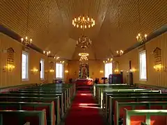 Inside Kautokeino Church, facing the altar.