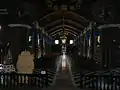 The communion rails and the nave as seen from the sanctuary