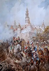 Painting by Juliusz Kossak depicting Pulaski at Jasna Góra in 1770