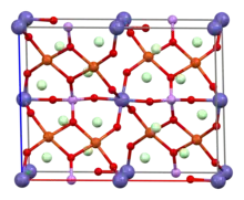 Unit cell of liroconite, isostructural with kernowite