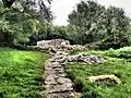 Stone pathway to the church