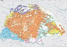 Ethnic map of the Kingdom of Hungary in 1495 (Magyars/Hungarians are depicted in orange)