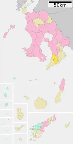 Location of Kinkō in Kagoshima Prefecture