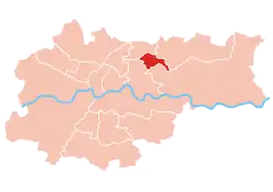 Location of Bieńczyce within Kraków