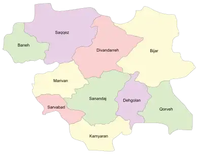 Counties of Kurdistan Province