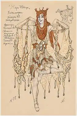 Kikimora; Aleksandr Golovin's sketch for a costume for Stravinsky's The Firebird