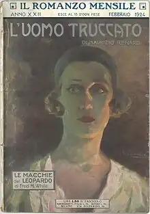 cover in colors representing a woman's face with the title L'uomo truccato.