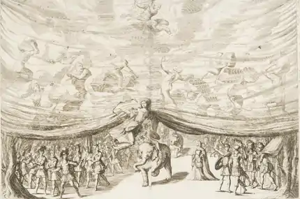 Stage set for Antonio Draghi's opera La monarchia latina trionfante, 1678