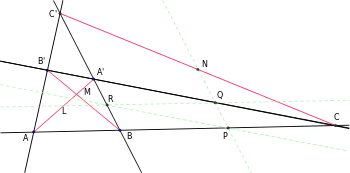 Labels used in proof concerning complete quadrilateral