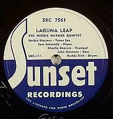 Label of "Laguna Leap" by the Herbie Haymer Quintet