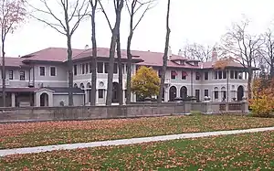 The exterior of the main house at J. Ogden Armour's Mellody Farm in Lake Forest, Illinois.