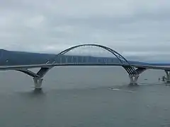 The Lake Champlain Bridge, a network tied arch.