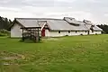 Reconstructed Iron Age hall at Veien, Norway. Roman Iron Age, 1st-2nd century AD.