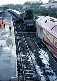 Royal Mail train crashes into the back of a loaded coal train at Lawrence Hill station, 1 November 2000