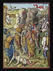 Hand-coloured Kiss of Judas from Passion series, Heures de Charles d'Angoulême