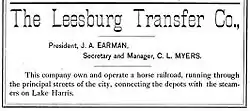 Leesburg Transfer ad from "Webb's Directory"