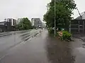 Lemminkäisenkatu street in rainy weather, near the Kupittaa sport hall