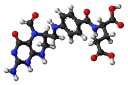 Ball-and-stick model of the folinic acid molecule