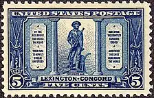 Daniel Chester French's The Minute Man depicted on US Postage Stamp, 1925 Issue, 5¢