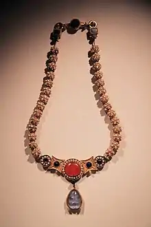 Necklace from the tomb, imported from South Asia. National Museum of China.