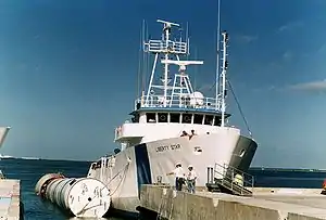 MV Liberty Star, one of two NASA recovery ships built by Atlantic Marine.  The two vessels were charged with recovering the Solid Rocket Boosters during Space Shuttle missions.