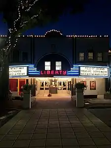 Lit up, viewed from across NE Fourth Ave