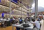 Book wall and study desks