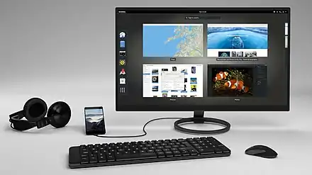 Image 21Mobile/desktop convergence: the Librem 5 smartphone can be used as a basic desktop computer (from Smartphone)