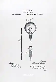 The diagram, designed by Thomas Edison in 1880, is intended to depict the workings of a light bulb.