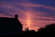 Light pillar just after sunset from the Netherlands.