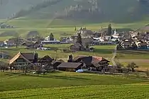 Linden (BE) – General view of the village and its surroundings from the southeast