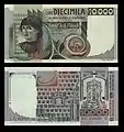 10,000 lire – obverse and reverse – printed in 1976