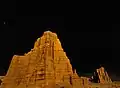 Temple of the Moon (left) illuminated by moonlight.Looking north-northwest, with Temple of the Sun to the right.