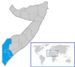 Trans-Juba shown on a map of present-day Somalia