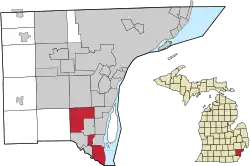 Location within Wayne County