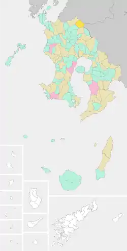 Location of Ōkuchi in Kagoshima Prefecture