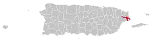 Map of Puerto Rico highlighting Ceiba Municipality