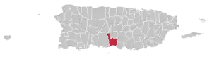 Map of Puerto Rico highlighting Juana Díaz Municipality