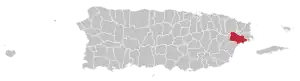 Map of Puerto Rico highlighting Naguabo Municipality