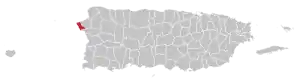 Map of Puerto Rico highlighting Rincón Municipality