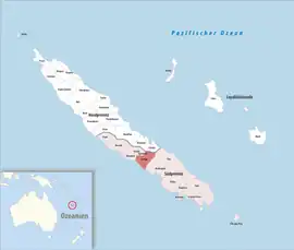 Location of the commune (in red) within New Caledonia