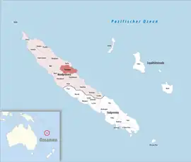 Location of the commune (in red) within New Caledonia