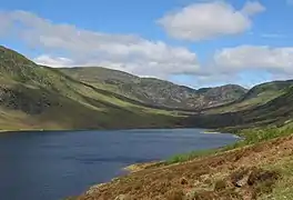 Loch Turret. This is the area that was occupied by the original, natural Loch Turret which was about a mile long. The glen is dominated by the 931m high Ben Chonzie.